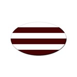 Horizontal Stripes - White and Bulgarian Rose Red Sticker Oval (10 pack)