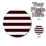 Horizontal Stripes - White and Bulgarian Rose Red Multi-purpose Cards (Round)