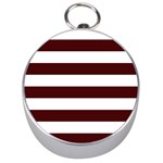 Horizontal Stripes - White and Bulgarian Rose Red Silver Compass