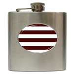 Horizontal Stripes - White and Bulgarian Rose Red Hip Flask (6 oz)