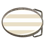 Horizontal Stripes - White and Pearl Brown Belt Buckle
