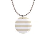 Horizontal Stripes - White and Pearl Brown 1  Button Necklace