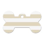 Horizontal Stripes - White and Pearl Brown Dog Tag Bone (One Side)