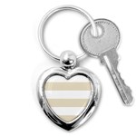 Horizontal Stripes - White and Pearl Brown Key Chain (Heart)