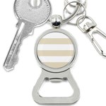 Horizontal Stripes - White and Pearl Brown Bottle Opener Key Chain