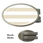 Horizontal Stripes - White and Pearl Brown Money Clip (Oval)