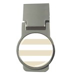 Horizontal Stripes - White and Pearl Brown Money Clip (Round)