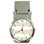 Horizontal Stripes - White and Pearl Brown Money Clip Watch