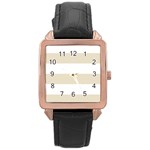 Horizontal Stripes - White and Pearl Brown Rose Gold Leather Watch