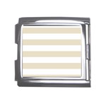 Horizontal Stripes - White and Pearl Brown Mega Link Italian Charm (18mm)