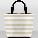 Horizontal Stripes - White and Pearl Brown Bucket Bag