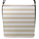 Horizontal Stripes - White and Pearl Brown Flap Closure Messenger Bag (S)
