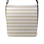 Horizontal Stripes - White and Pearl Brown Flap Closure Messenger Bag (L)
