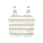 Horizontal Stripes - White and Pearl Brown Full Print Recycle Bag (S)