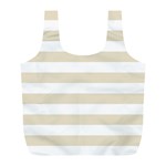 Horizontal Stripes - White and Pearl Brown Full Print Recycle Bag (L)