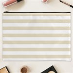 Horizontal Stripes - White and Pearl Brown Cosmetic Bag (XXXL)