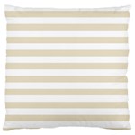 Horizontal Stripes - White and Pearl Brown Large Flano Cushion Case (One Side)
