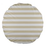 Horizontal Stripes - White and Pearl Brown Large 18  Premium Round Cushion