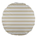 Horizontal Stripes - White and Pearl Brown Large 18  Premium Flano Round Cushion