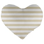 Horizontal Stripes - White and Pearl Brown Large 19  Premium Heart Shape Cushion
