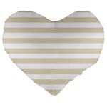 Horizontal Stripes - White and Pearl Brown Large 19  Premium Flano Heart Shape Cushion