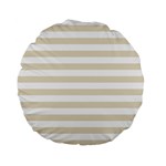 Horizontal Stripes - White and Pearl Brown Standard 15  Premium Flano Round Cushion