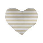 Horizontal Stripes - White and Pearl Brown Standard 16  Premium Heart Shape Cushion