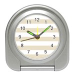 Horizontal Stripes - White and Pearl Brown Desk Alarm Clock