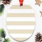 Horizontal Stripes - White and Pearl Brown Oval Ornament (Two Sides)