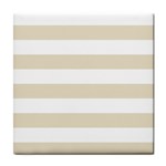 Horizontal Stripes - White and Pearl Brown Tile Coaster