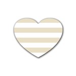 Horizontal Stripes - White and Pearl Brown Heart Coaster (4 pack)