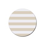 Horizontal Stripes - White and Pearl Brown Rubber Coaster (Round)
