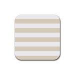 Horizontal Stripes - White and Pearl Brown Rubber Coaster (Square)