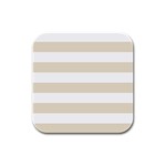 Horizontal Stripes - White and Pearl Brown Rubber Square Coaster (4 pack)