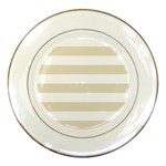 Horizontal Stripes - White and Pearl Brown Porcelain Plate