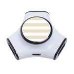 Horizontal Stripes - White and Pearl Brown Portable USB Hub (One Side)