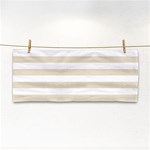 Horizontal Stripes - White and Pearl Brown Hand Towel