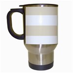 Horizontal Stripes - White and Pearl Brown Travel Mug (White)