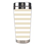 Horizontal Stripes - White and Pearl Brown Stainless Steel Travel Tumbler