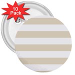 Horizontal Stripes - White and Pearl Brown 3  Button (10 pack)