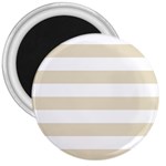 Horizontal Stripes - White and Pearl Brown 3  Magnet