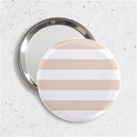 Horizontal Stripes - White and Almond Brown 2.25  Handbag Mirror