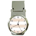 Horizontal Stripes - White and Almond Brown Money Clip Watch