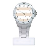 Horizontal Stripes - White and Almond Brown Nurses Watch