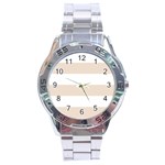 Horizontal Stripes - White and Almond Brown Stainless Steel Analogue Watch