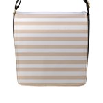 Horizontal Stripes - White and Almond Brown Flap Closure Messenger Bag (L)