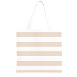 Horizontal Stripes - White and Almond Brown Grocery Light Tote Bag