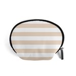 Horizontal Stripes - White and Almond Brown Accessory Pouch (Small)