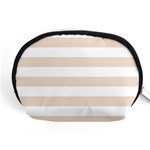 Horizontal Stripes - White and Almond Brown Accessory Pouch (Medium)