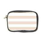 Horizontal Stripes - White and Almond Brown Coin Purse
